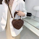 Luxury Quilted Handle Women PU Leather Shoulder Bag Fashion Heart Solid Color Crossbody Bag - M & M Global