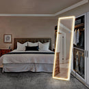 JHK Full Body Wall Mirror 59"x16"/64"x21" Standing or Wall-Hanging with Stand Aluminum Alloy Frame Bedroom Cloakroom Decoration