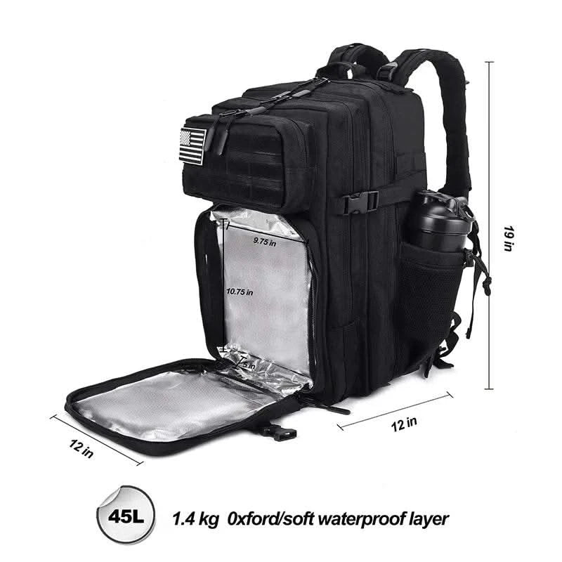 45L Meal Management Backpack for Men Women Tactical Adults Insulated Lunch Athletes Gym Bag Sports Daypacks With Bottle Holder - M & M Global