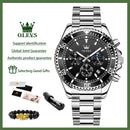 OLEVS 2870 Men's Watches Moon Phase Steel Calendar Chronograph Original Quartz Watch Big Rota Dial Luxury Sports Wristwatches