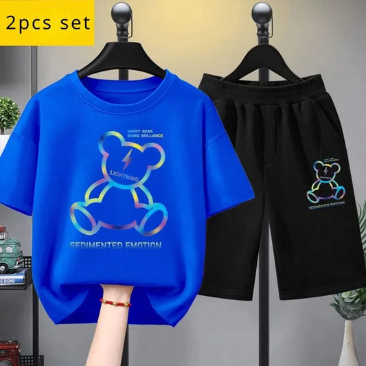 Summer Kid Girls Clothes Set Baby Boy Cartoon Bear Printed T-shirts and Shorts 2 Pieces Suit Children Fashion Outfits Tracksuits - M & M Global