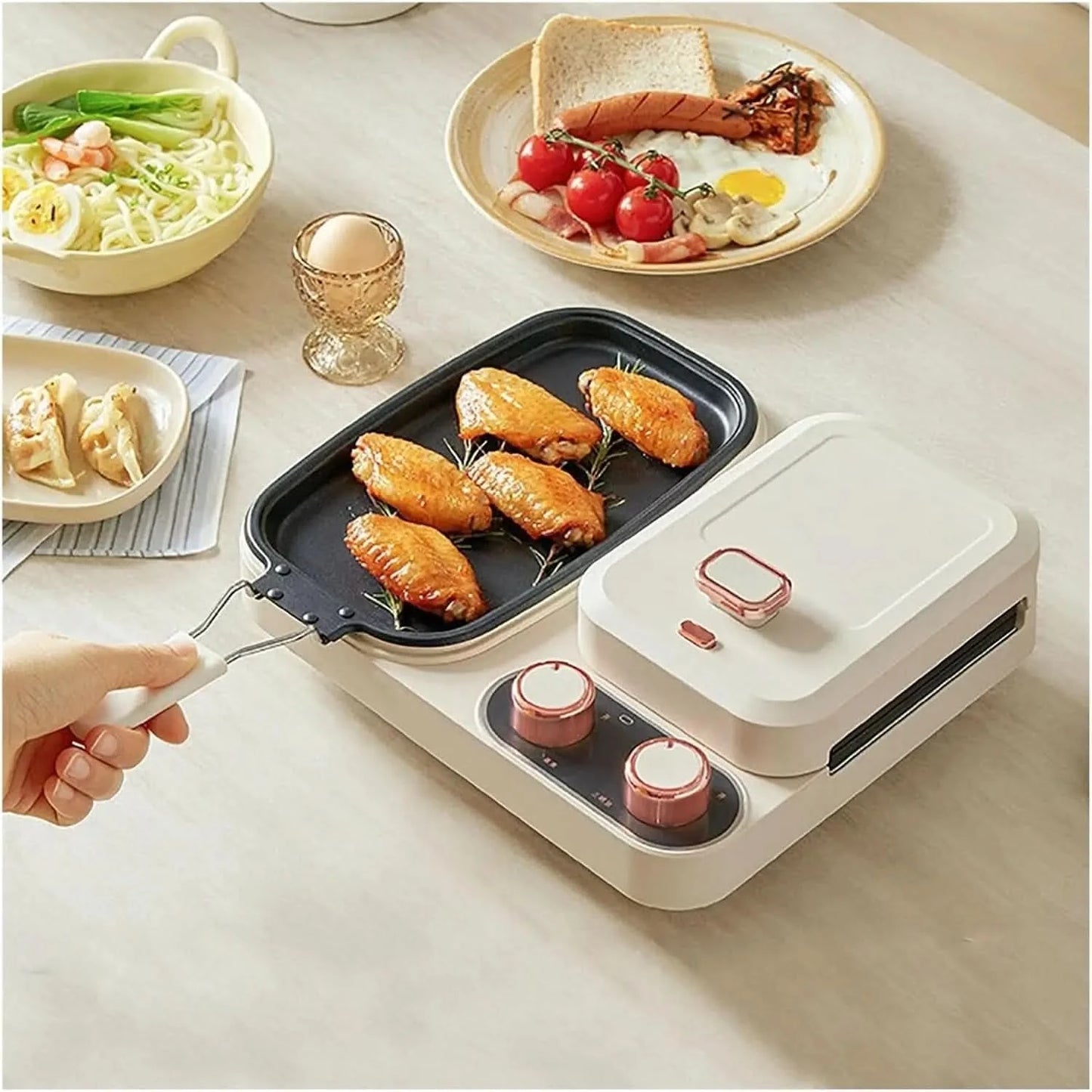 kitchen Gadgets 3 in 1 Breakfast Counter, Electric Mini Waffle Maker, Toast Maker, Breakfast Sandwich Maker, Home Breakfast Make - M & M Global