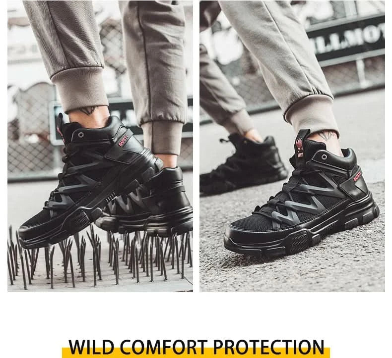 Composite Toe Work Boots Mens Puncture-Proof Midsole Non-Slip Breathable & Comfort Fit for Warehouse Use Anti-smash Work Boots