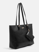 Europe and the United States new large capacity bag solid color four-piece cross-grain Tote bag retro single shoulder crossbody - M & M Global