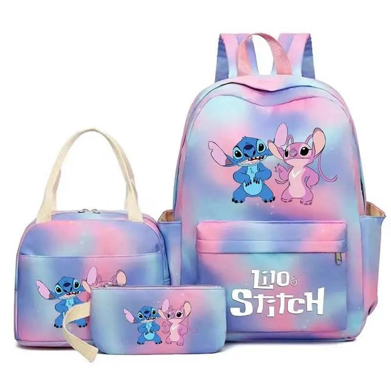 3Pcs Lilo Stitch Colorful Backpack Set With Tote and Pouch Large Capacity Lightweight And Breathable Outdoor Knapsack - M & M Global