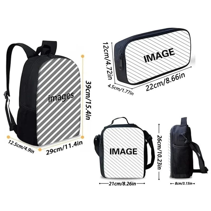 pcs set Football CR7 Star Child School Backpack with Lunch Bags Pencil Bags School Bags for R-Ronaldos Boys Girls Best Gift - M & M Global