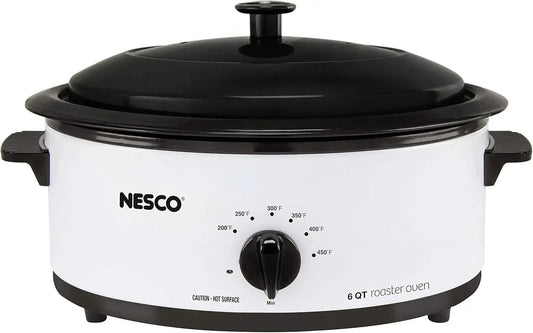 4816-14 Porcelain Roaster Oven, 6 quart, White - M & M Global