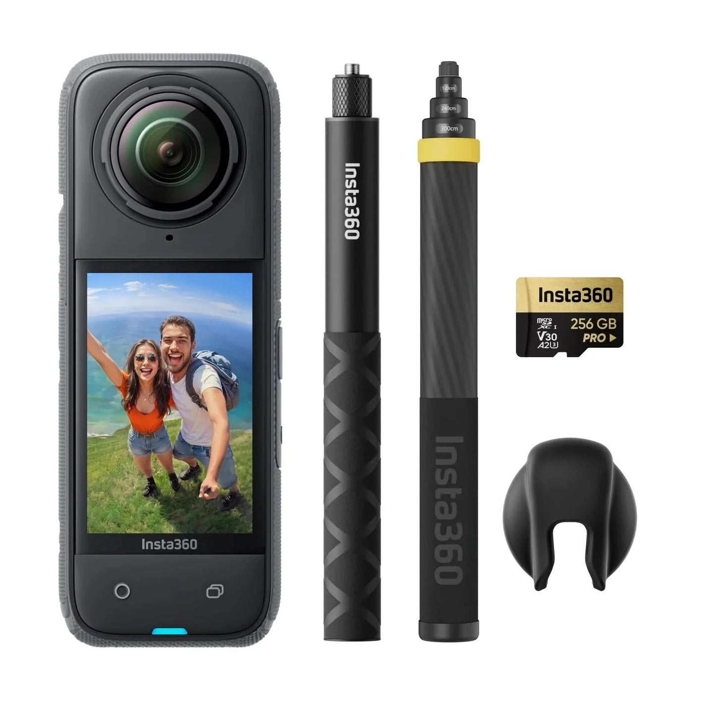 Insta360 X4 - 8K Waterproof 360 Action Camera, 4K Wide-Angle Video, Invisible Selfie Stick,  135 Min Last，Removable Lens Guards, - M & M Global