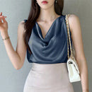 ZANZEA Fashion Cowl Neck Sleeveless Tank Tops Women Korean Style Elegant Satin Silk Solid Color Tanks Office Lady Sexy Camisole