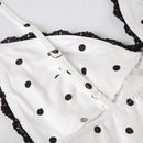 Tuularose Lace Spaghetti Strap Long Dress Women's Elegant Retro V-Neck Polka Dot Sleeveless Dress Summer Patchwork Party Dress - M & M Global