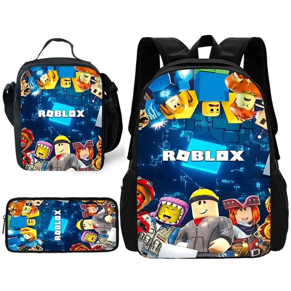 Child School Game R-RobloxS Backpack with Lunch Bags ,Pencil Bags ,School Bags for Boys Girls Best Gift - M & M Global