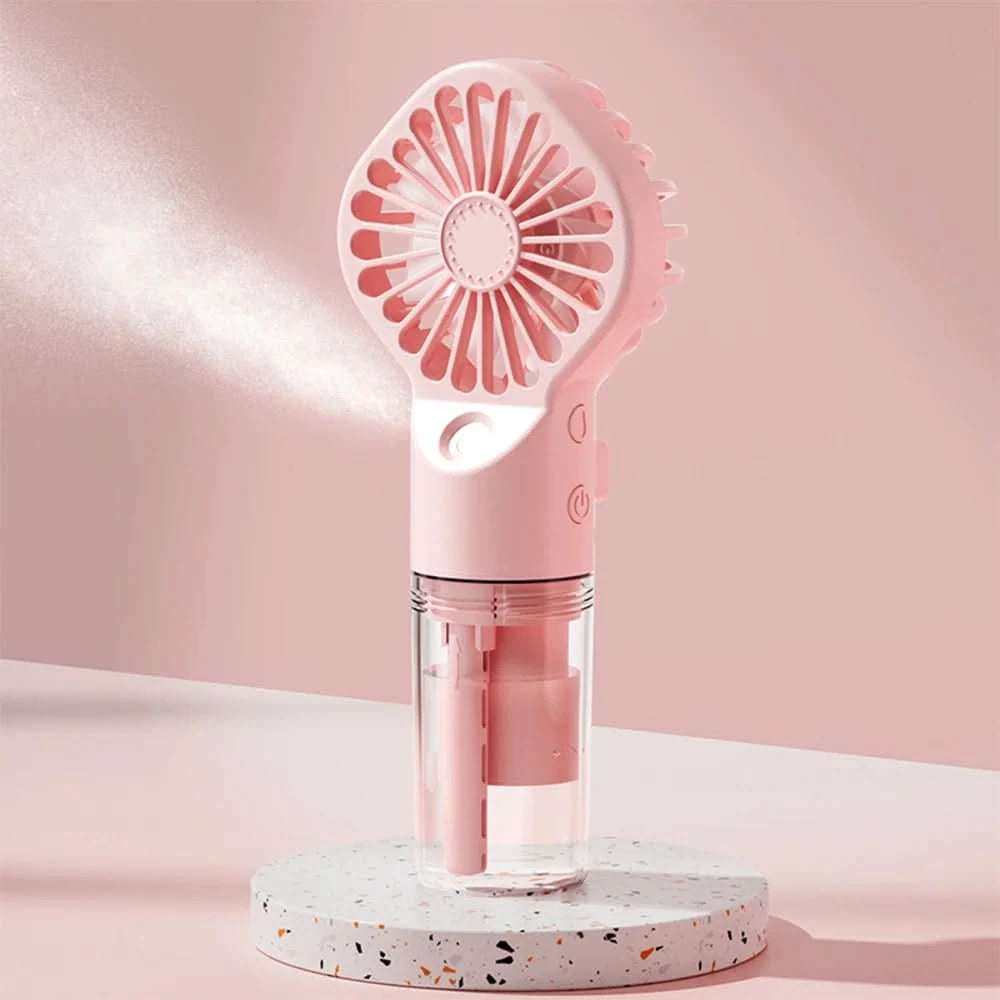 Portable Humidifier Fan Mini Handheld Mist Fan Portable USB Rechargeable Handheld Fan with Humidifier Mini Water Spray Hand Fan - M & M Global