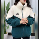 Korean Style Loose Thickened Patchwork Cotton Jacket Autumn Winter Women's Fashion Student Lamb Velvet Coat Casual Outerwear