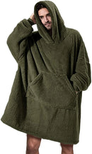 New Winter Women Double-faced Fleece Hoodie Blanket Oversize Large Pocket Warm Couple Loose Sweatshirts Women And Men Robe