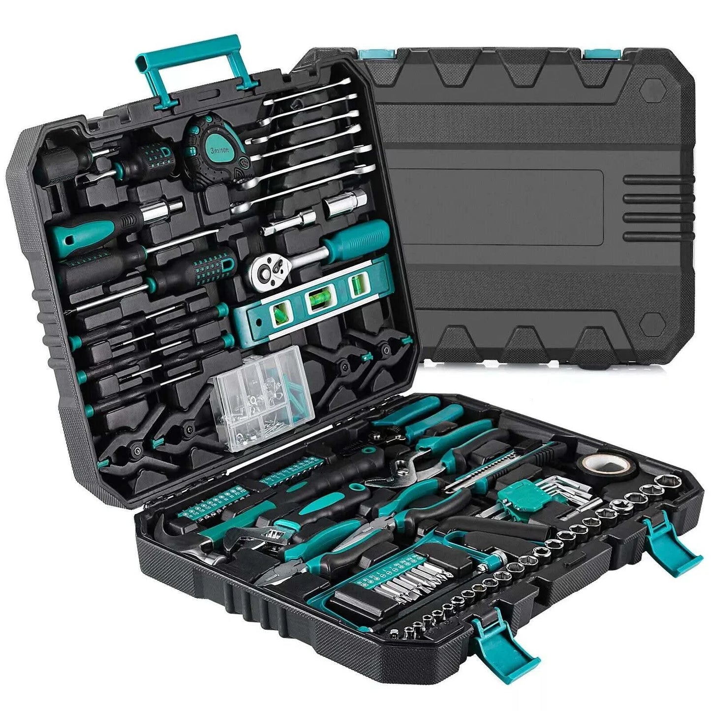 198 Piece Socket Wrench Auto Repair Tool Combination Package Mixed Tool Set Hand Tool Kit with Plastic Toolbox Storage Case - M & M Global