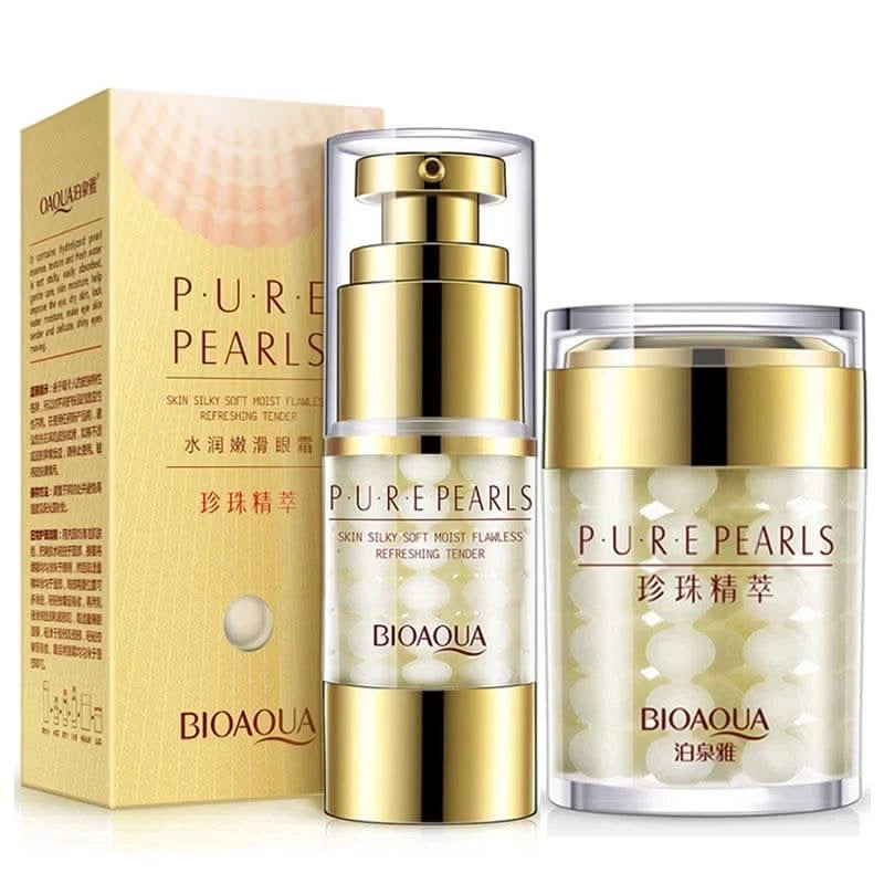 BIOAQUA Pure Pearl Face Skin Care Sets Facial Cream Eye Cream Firming Anti Dark Circles Moisturizing Brightening skincare Set - M & M Global