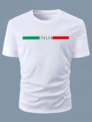 Summer men's 100% cotton casual loose oversized Italia print round neck short sleeved T-shirt top   Clothes Oversized T Shirt - M & M Global