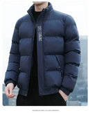 Men's Cotton Jacket Winter Stand Collar Warm Fashionable Trendy Bread Style Coat Regular Fit Male Outerwear Winter Jacket Men