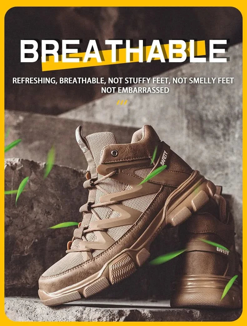 Composite Toe Work Boots Mens Puncture-Proof Midsole Non-Slip Breathable & Comfort Fit for Warehouse Use Anti-smash Work Boots