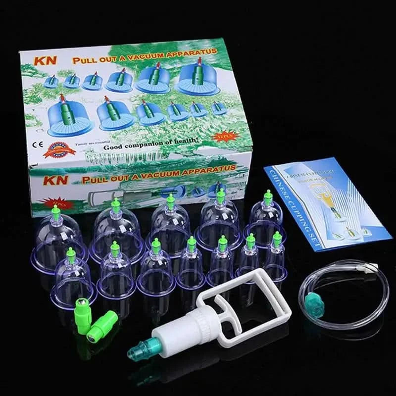 Family Full Body Neck Back Massage Helper Silicone Cellulite Massager Vacuum Cans 12 Cupping Cup Set Chinese Health Care Tool - M & M Global