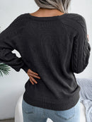 Women Casual Square Collar Buttons Long Sleeve Knitted Pullover Sweaters for Autumn Winter 2026