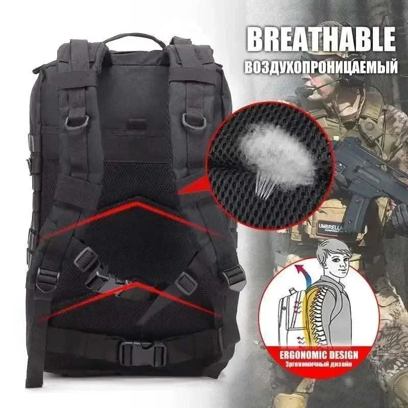 45L Man Tactical Backpacks HkingTraveling Bags Survival Outdoor 3P Assault Pack EDC Molle Pack For Trekking Hunting Bag - M & M Global