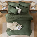 solid striped check Comforter set, soft microfiber, lightweight and breathable, easy to care for - bedding set for all seasons