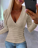 Women Solid Folds PU Leather Button Turn Down Collar Bodycon Working Black Blouse Tops