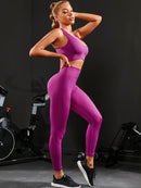 2 Pieces Women's Tracksuit Seamless Yoga Set Workout Sportswear Gym High Waist Leggings Fitness Sports Suits