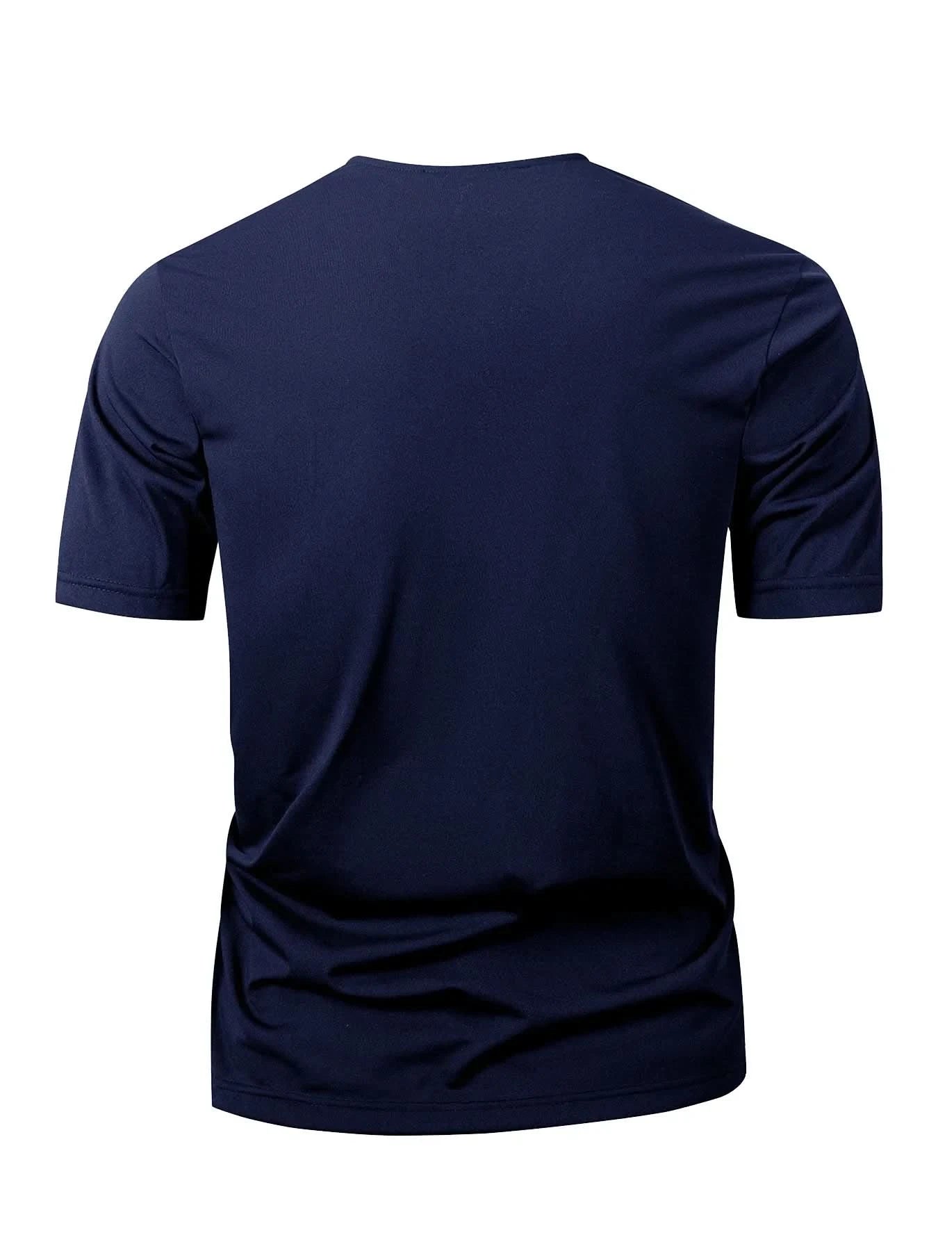 Summer Men's Short Sleeve Solid Color Zipper Collar Shirt Casual Sports T-Shirt Streetwear Daily Outdoor Activities Men's Top - M & M Global