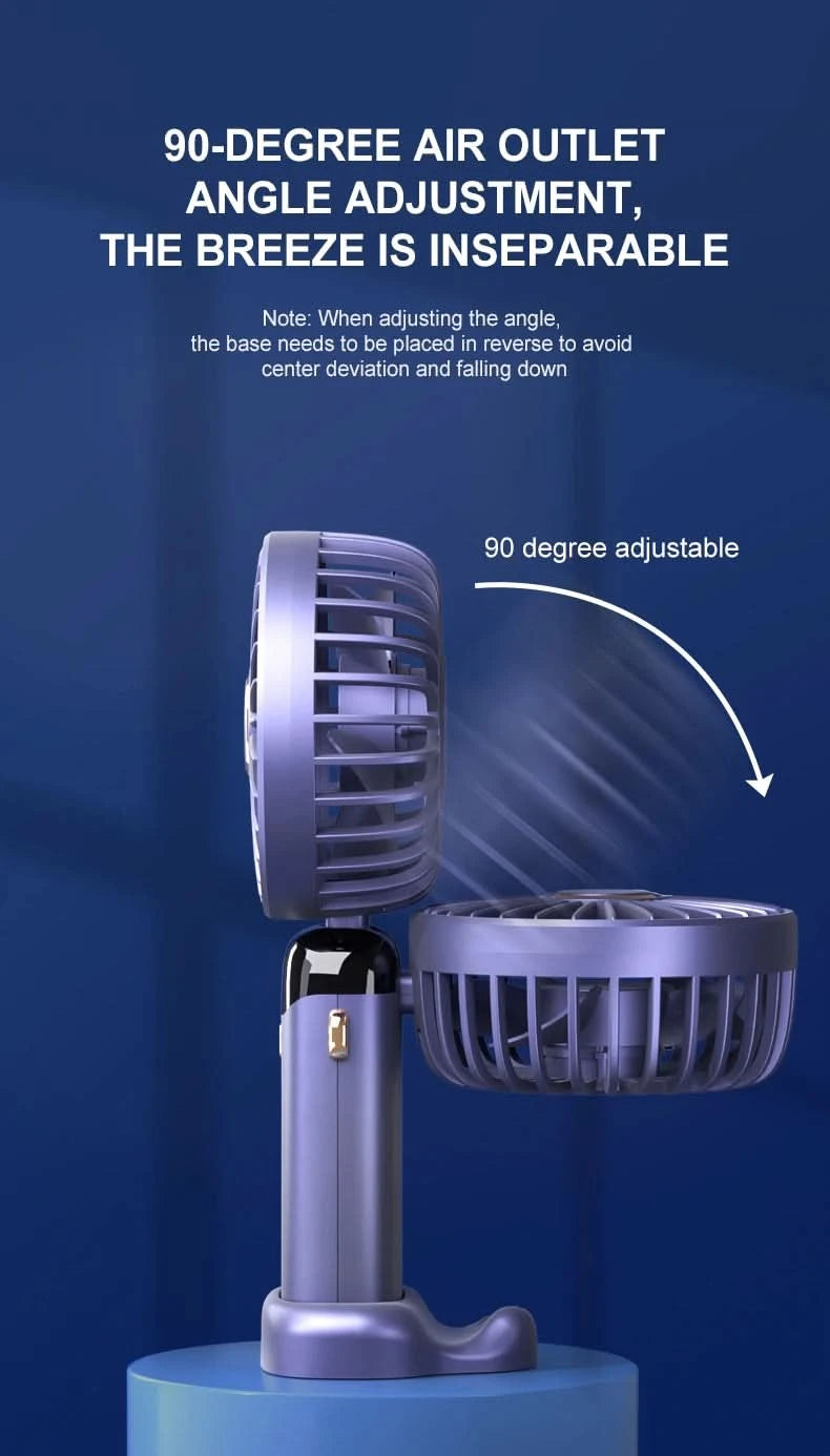 USB Handheld Mini Fan Foldable Portable Neck Hanging Fans 5 Speed USB Rechargeable Fan with Phone Stand and Display Screen - M & M Global