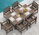 Outdoor HDPE Dining Table Set, 7-Piece Outdoor Dining Table Sets with Umbrella Hole Cut-Out Table and 6 Chairs, Gray