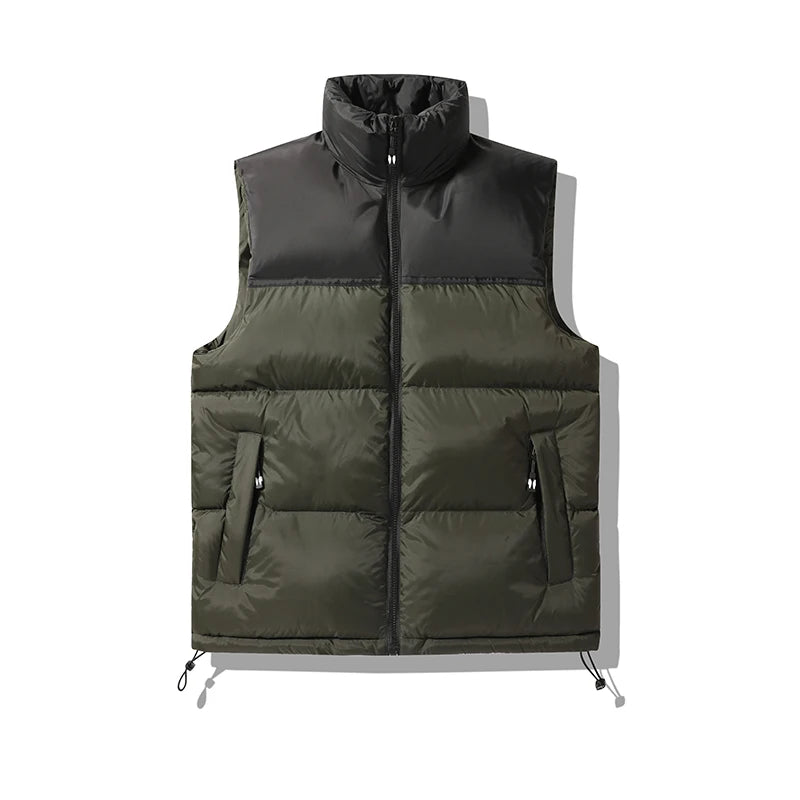 Men's Vest Jacket Autumn Winter Parkas Oversize Stand Collar Zipper Pockets Orange Windbreaker Waistcoat Plus Size Same