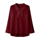 Female Elegant Shirt Women's Solid Color Long Sleeve Business Bow Ribbon Blouse Women Slimming Senior Sense Tunic Tops for Work - M & M Global