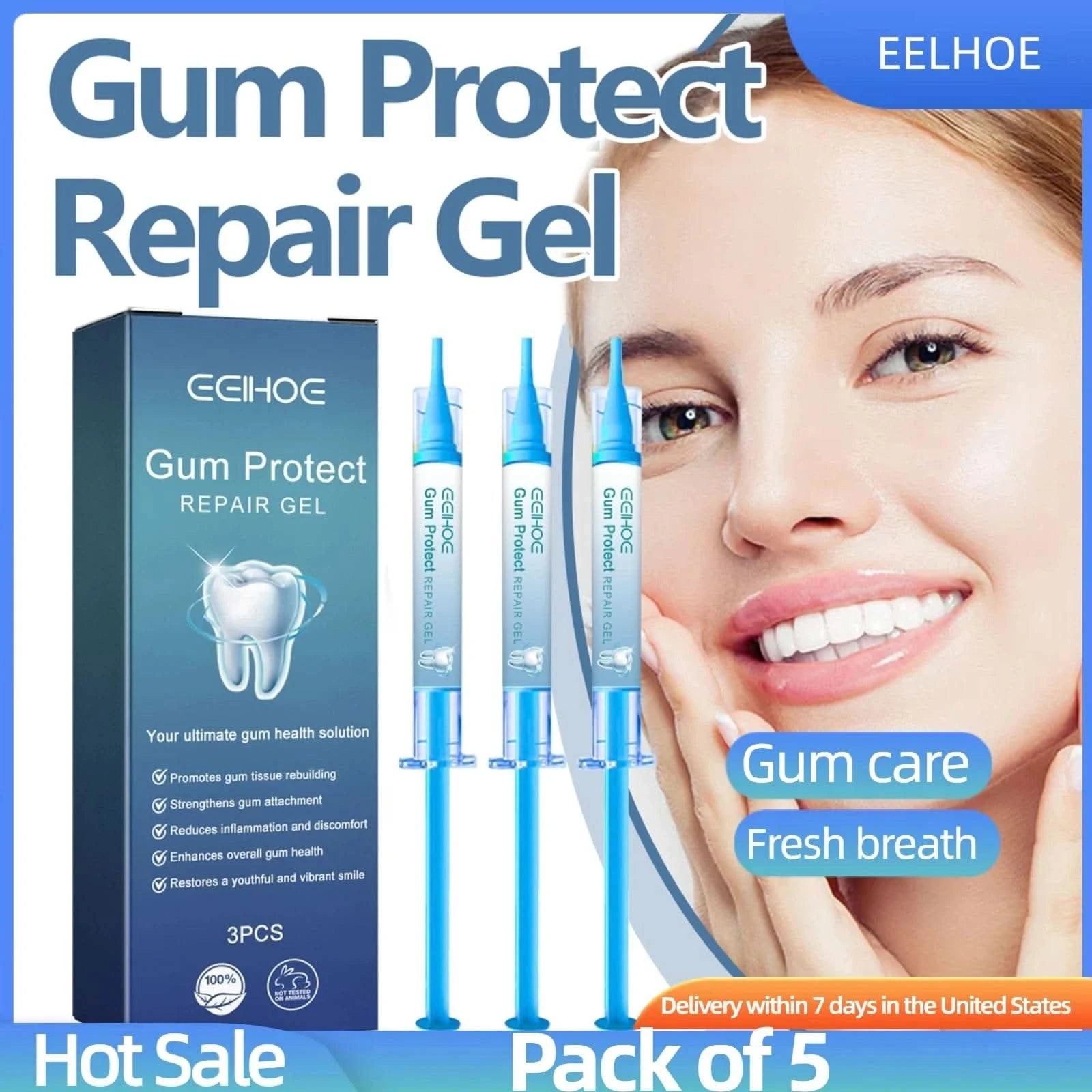 5-Pack Dental Repair Gel Relieves Inflamed Gums and Reduces Bad Breath Deep Clean Tooth Dirt Care Gums Fresh Breath Care Gel - M & M Global