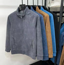 Men's Fleece Hoodie Autumn Winter Thicken Standing Collar Zipper Cardigan Jacket Simple Fashion Street Warm Outerwear Tops
