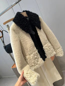 Original high-quality 2026 new women's jacket top patchwork faux fur effect coat