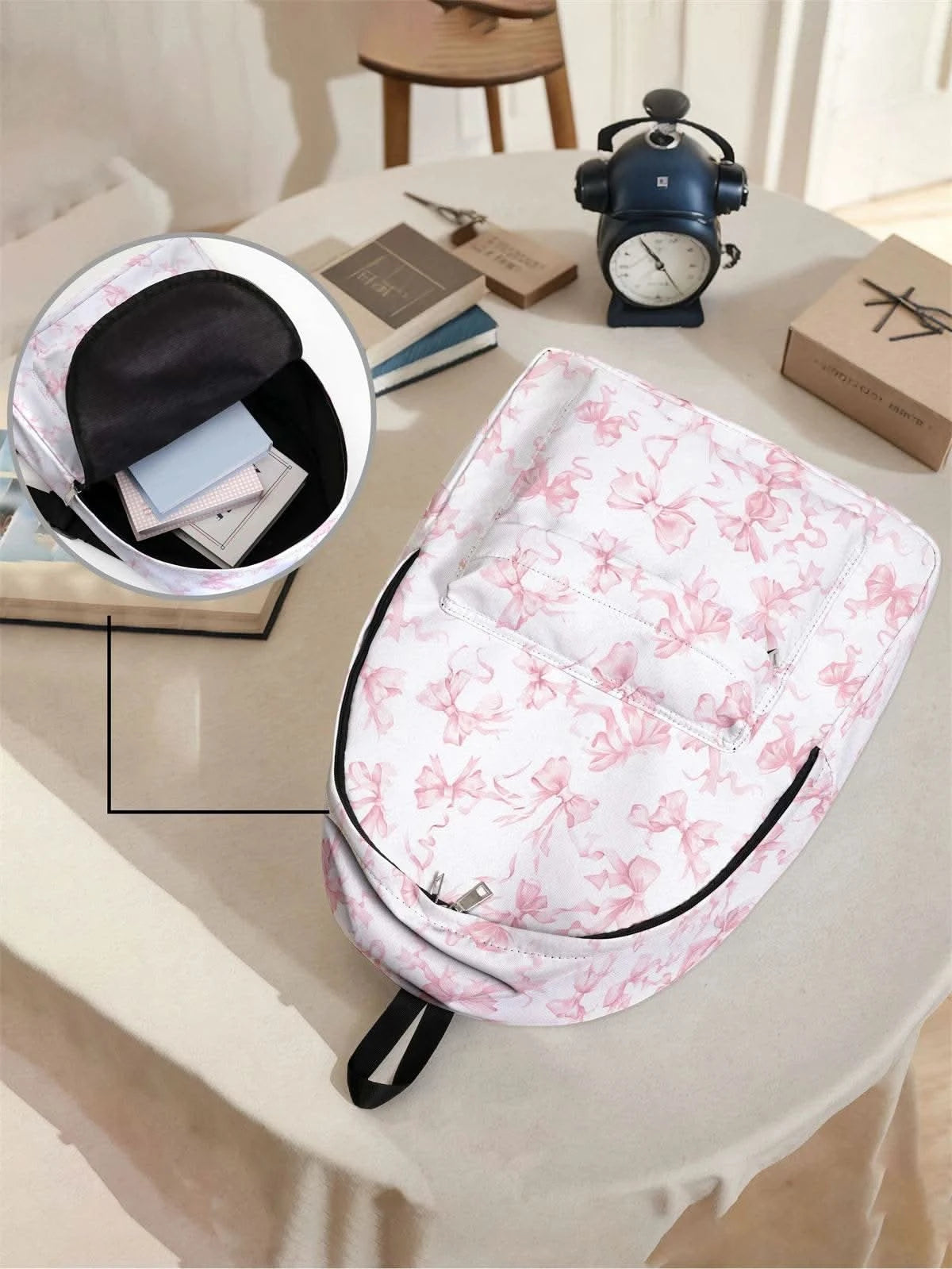 Bow pattern backpack, 2025 new model, casual travel backpack, lightweight and simple casual travel backpack - M & M Global