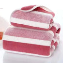 Soft Striped Bath Towel Set - Quick-Drying Absorbent Microfiber Face & Hand Towels for Bathroom, Home Spa - 70x140cm & 35x75cm - M & M Global