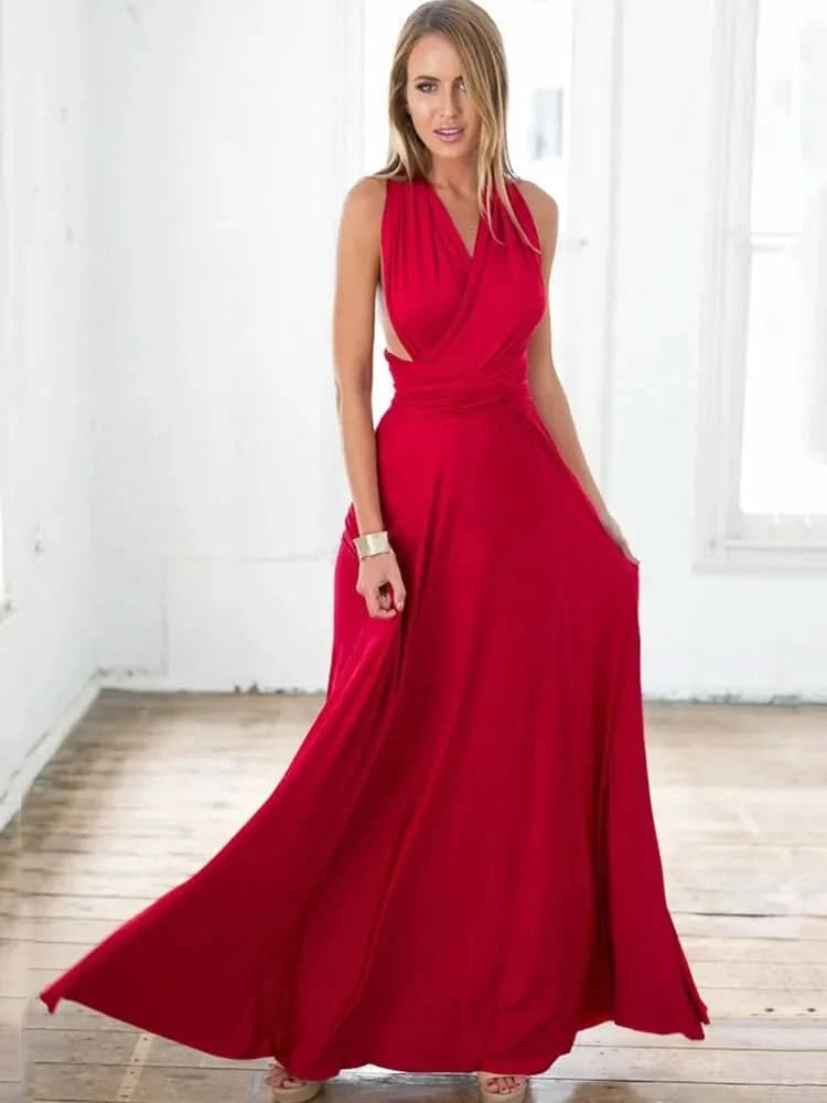 Sexy Women Multiway Wrap Convertible Boho Maxi Club Red Dress Bandage Long Dress Party Bridesmaids Infinity Robe Longue Femme - M & M Global