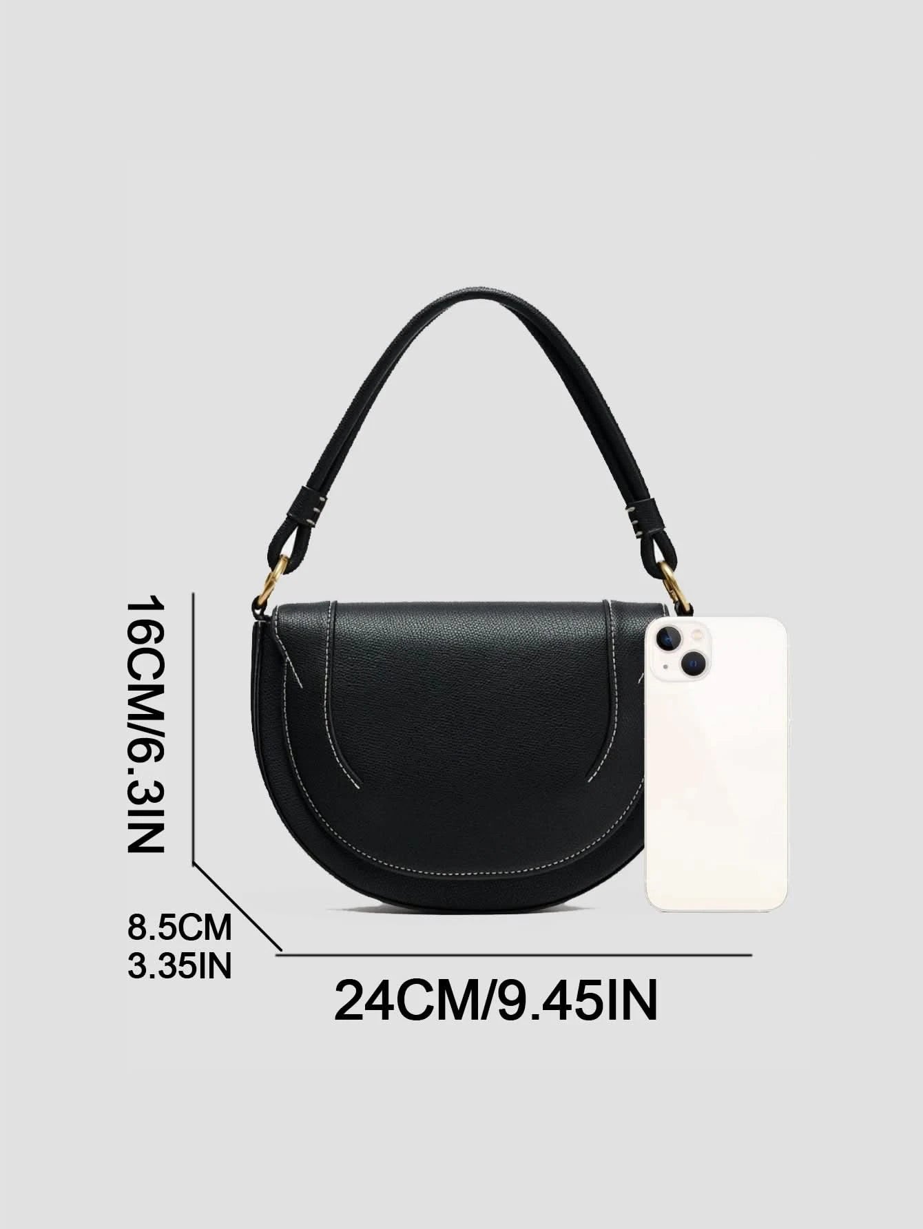 Autumn and winter new women's bag handbag advanced color contrast line embellished single shoulder crossbody bag - M & M Global