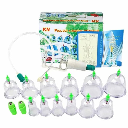 Family Full Body Neck Back Massage Helper Silicone Cellulite Massager Vacuum Cans 12 Cupping Cup Set Chinese Health Care Tool - M & M Global