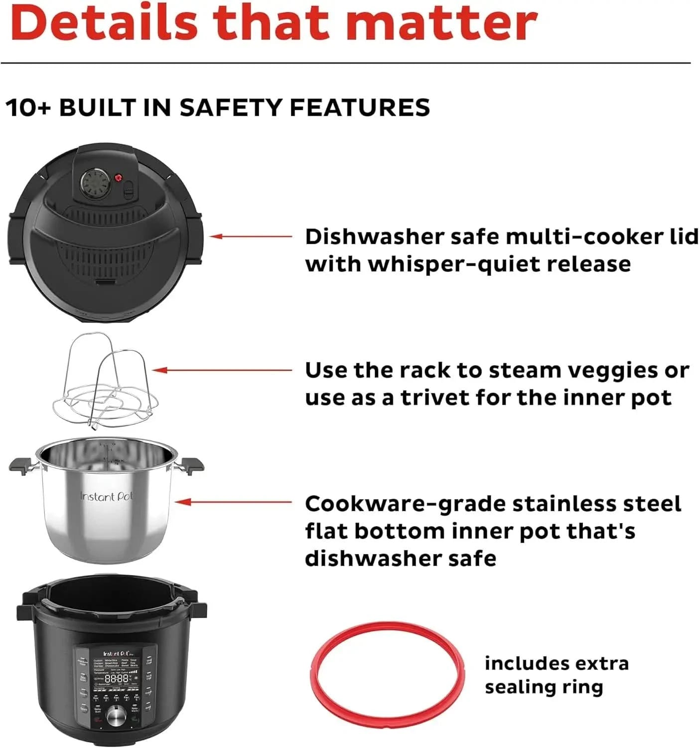Pro 10-in-1 Pressure Cooker, Slow Cooker, Rice/Grain Cooker, Steamer, Sauté, Sous Vide, Yogurt Maker, Sterilizer, and Warmer, In - M & M Global