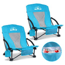 Tisetrail 2 Pack Portable Beach Chair with Cooler Bag Low Back Sling Chair with Cup Holder Folding Mesh Sand Chair Portable