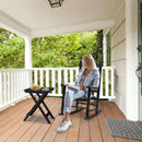 Outdoor Rocking Chair Set, Wood Porch Rocker, 2 Wooden Rocking Chair With Outdoor Side Table, Perfect for Indoor or Outdoor, All
