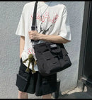 Waterproof Shoulder Bag Women's Multi Pocket Nylon Messenger Bag Preppy Canvas Handbag Women - M & M Global
