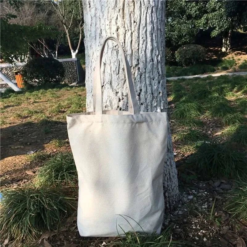 5 Pieces Set Blank Canvas Shopping Bags Reusable Foldable Casual Daily Shoulder Tote Handbag For Personalized Logo & Name Custom - M & M Global