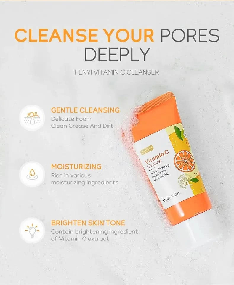 Vitamin C Facial Cleanser Skin Cleansing Moisturizing  Blackhead Remove Skincare Face Wash Foam Face Cleanser 50g - M & M Global
