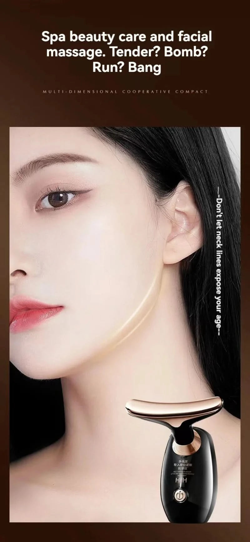 Gold Electric Facial Beauty Instrument Lifting And Firming Facial Eye Massager Household Vibration Ultrasonic Massager - M & M Global