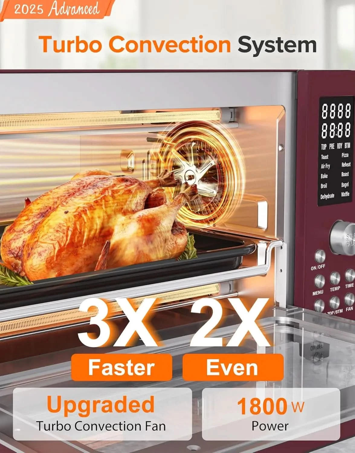 Bravo Pro Smart Air Fryer Toaster Oven Combo, 12-in-1 Functions with Quicker & Even Crisp Technology, 1800W, 50-450°F, PFAS-Free - M & M Global
